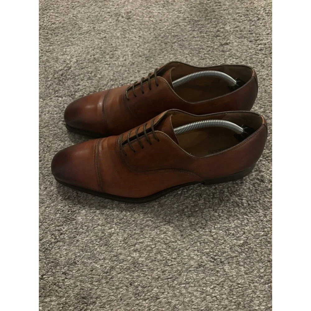 Magnanni Men's Lucas Cap-Toe Leather Oxfords -‎ 21019 - Cognac Brown 11M